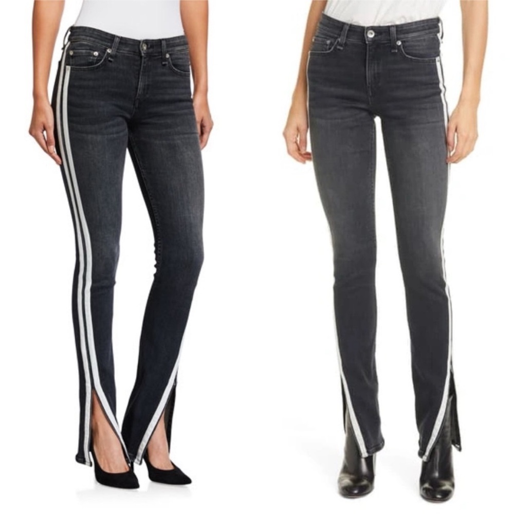 RAG & BONE Cate Mid Rise Flare Jeans NWT gray stripe women’s size 27 - Picture 9 of 9